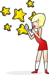 cartoon woman applying lipstick