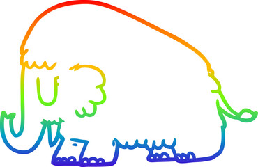 rainbow gradient line drawing cartoon mammoth