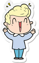 Fototapeta premium sticker of a cartoon excited man
