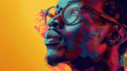 African man in sunglasses. illustratiion - obrazy, fototapety, plakaty