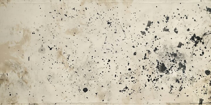Black paint splashes on a white background. Abstract grunge background