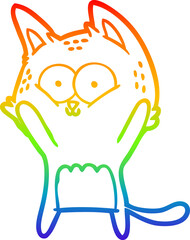 rainbow gradient line drawing cartoon cat