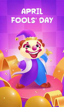 Vector hand painted April Fool's Day celebration vertical poster template