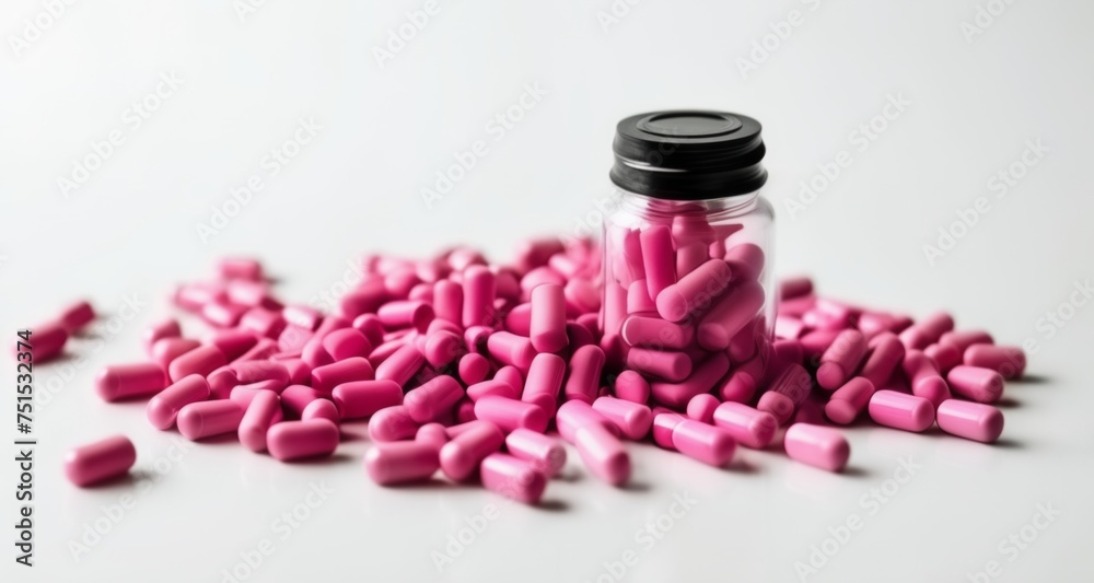 Wall mural  A collection of pink pills in a jar