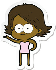 sticker of a happy cartoon girl