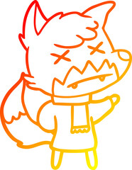 warm gradient line drawing cartoon dead fox