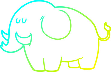 cold gradient line drawing cartoon elephant