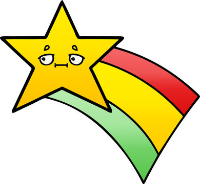 gradient shaded cartoon shooting rainbow star