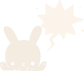 cartoon rabbit and speech bubble in retro style
