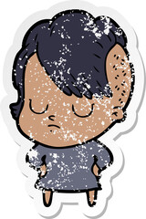 distressed sticker of a cartoon woman