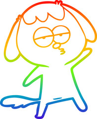 rainbow gradient line drawing cartoon bored dog