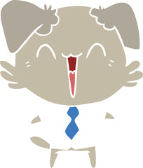 happy office dog flat color style cartoon