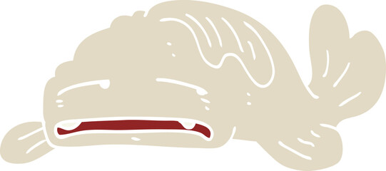 flat color style cartoon sad old fish