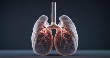  3D rendering of human lungs with bronchial tree