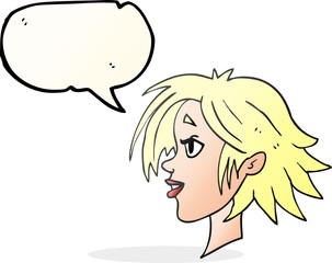 speech bubble cartoon happy female face