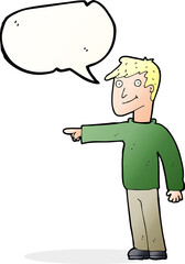 cartoon man pointing with speech bubble