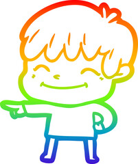 rainbow gradient line drawing cartoon happy boy