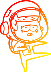 warm gradient line drawing cartoon tired astronaut