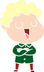 laughing flat color style cartoon man