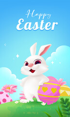 Vector hand painted Easter celebration vertical poster template