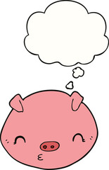 cartoon pig and thought bubble