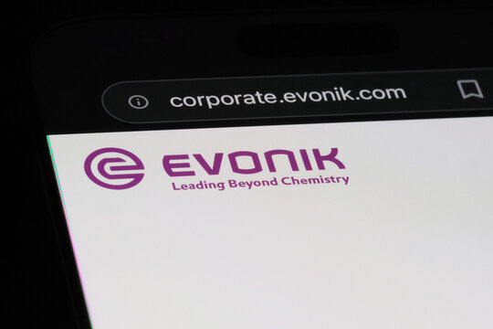 Shanghai,China-March 5th 2024: Evonik Industries company brand logo on website