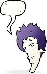 cartoon vampire head with thought bubble