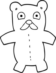 black and white cartoon teddy bear