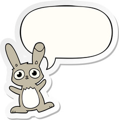 cute cartoon rabbit and speech bubble sticker