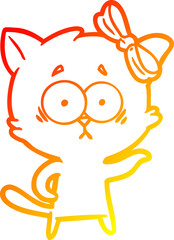 warm gradient line drawing cartoon cat