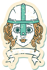 human fighter character with scroll banner illustration