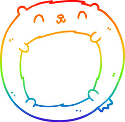 rainbow gradient line drawing cartoon bear