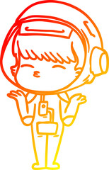 Obraz premium warm gradient line drawing cartoon curious astronaut