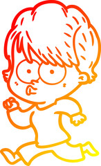 warm gradient line drawing cartoon woman