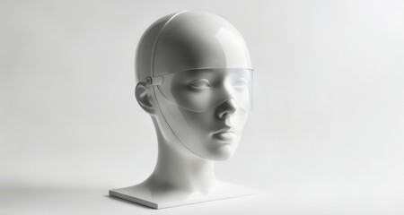  Modern art sculpture of a human head with a minimalist design - obrazy, fototapety, plakaty