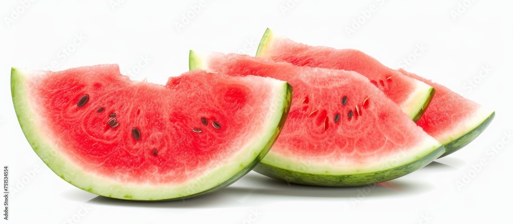 Sticker Vibrant watermelon slices on blue background - fresh and juicy summer fruit concept