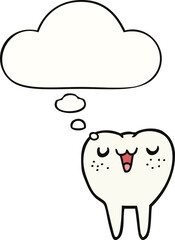 cartoon tooth and thought bubble