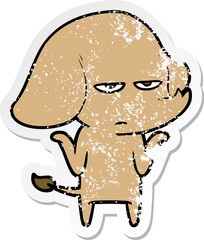 distressed sticker of a annoyed cartoon elephant