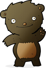 cartoon waving black bear cub