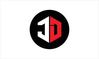 JD initial letter polygon icon gaming logo design vector template. batman logo, sports logo, monogram, falcon, war game, symbol, playing logo, abstract, fighting, typography, icon, minimal, premier 