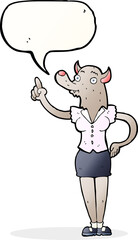 cartoon werewolf woman with idea with speech bubble