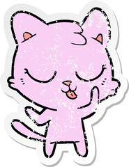 distressed sticker of a cartoon cat