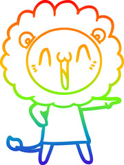 rainbow gradient line drawing happy cartoon lion
