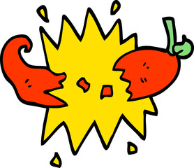 hand drawn doodle style cartoon red hot chili