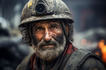 Fototapeta premium AI generated image photo of a professional rescuer against ruined city damaged buildings background