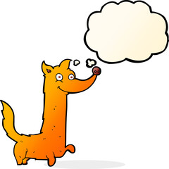 cartoon happy dog with thought bubble
