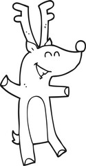black and white cartoon reindeer