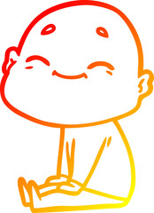 warm gradient line drawing happy cartoon bald man