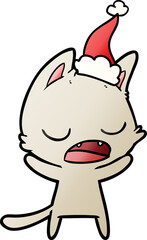 talking cat gradient cartoon of a wearing santa hat