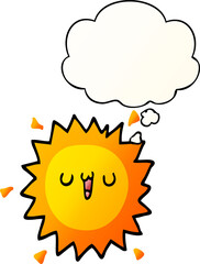 cartoon sun and thought bubble in smooth gradient style